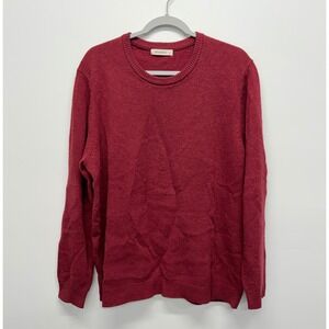Woolovers Mens Burgundy Red 100% Lambswool Crewneck Sweater Pullover Size Large